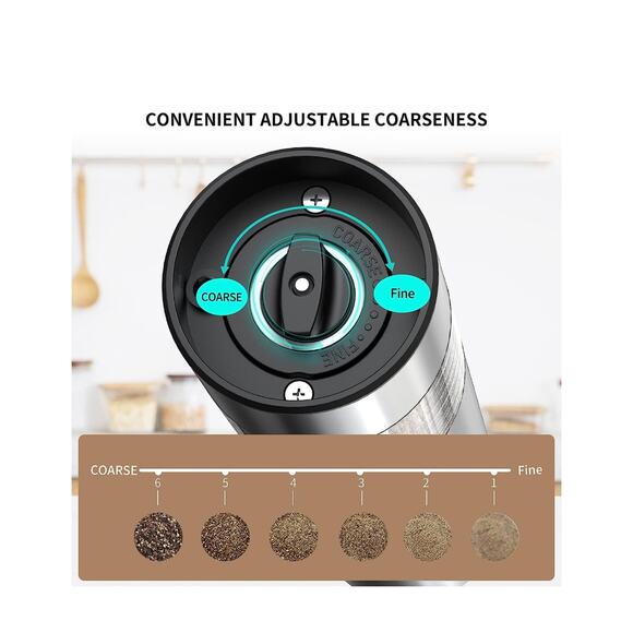 Rechargeable Electric Salt and Pepper Grinder Set with Storage Base New Open Box - Picture 6 of 7